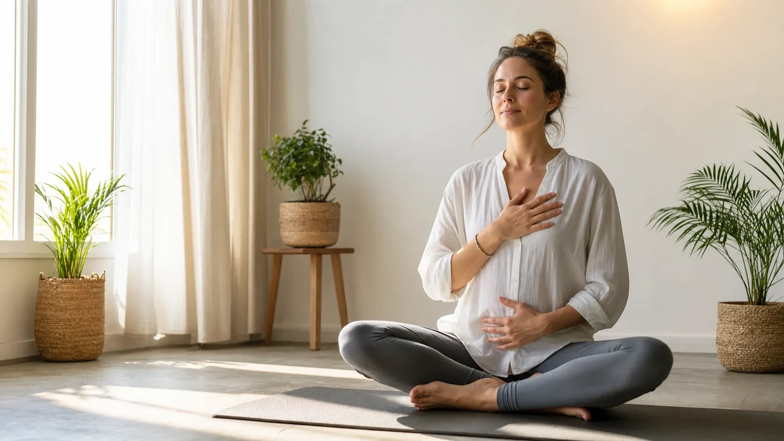 Personne assise calmement près d’une fenêtre