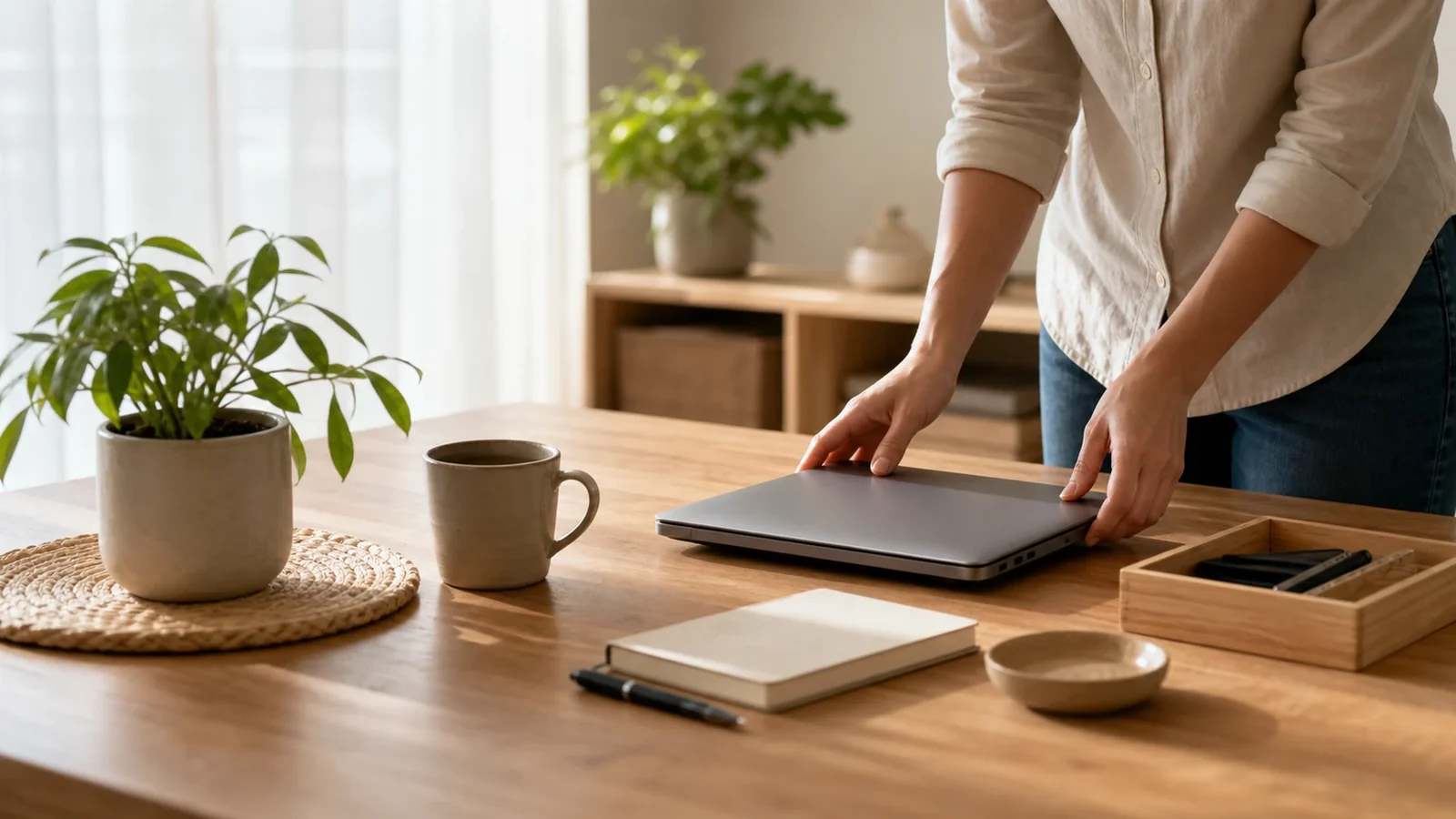 Pause courte dans un intérieur apaisé